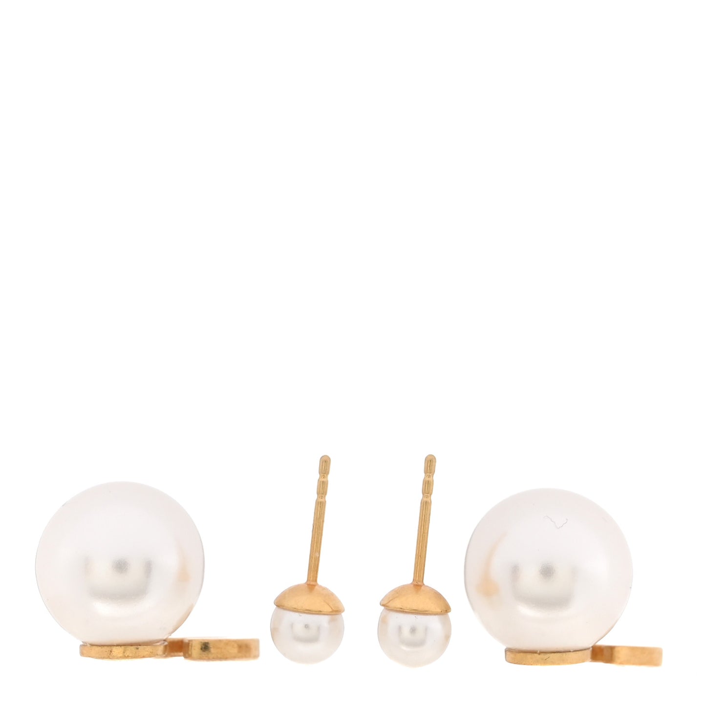 Pearl Crystal Horseshoe Earrings Gold