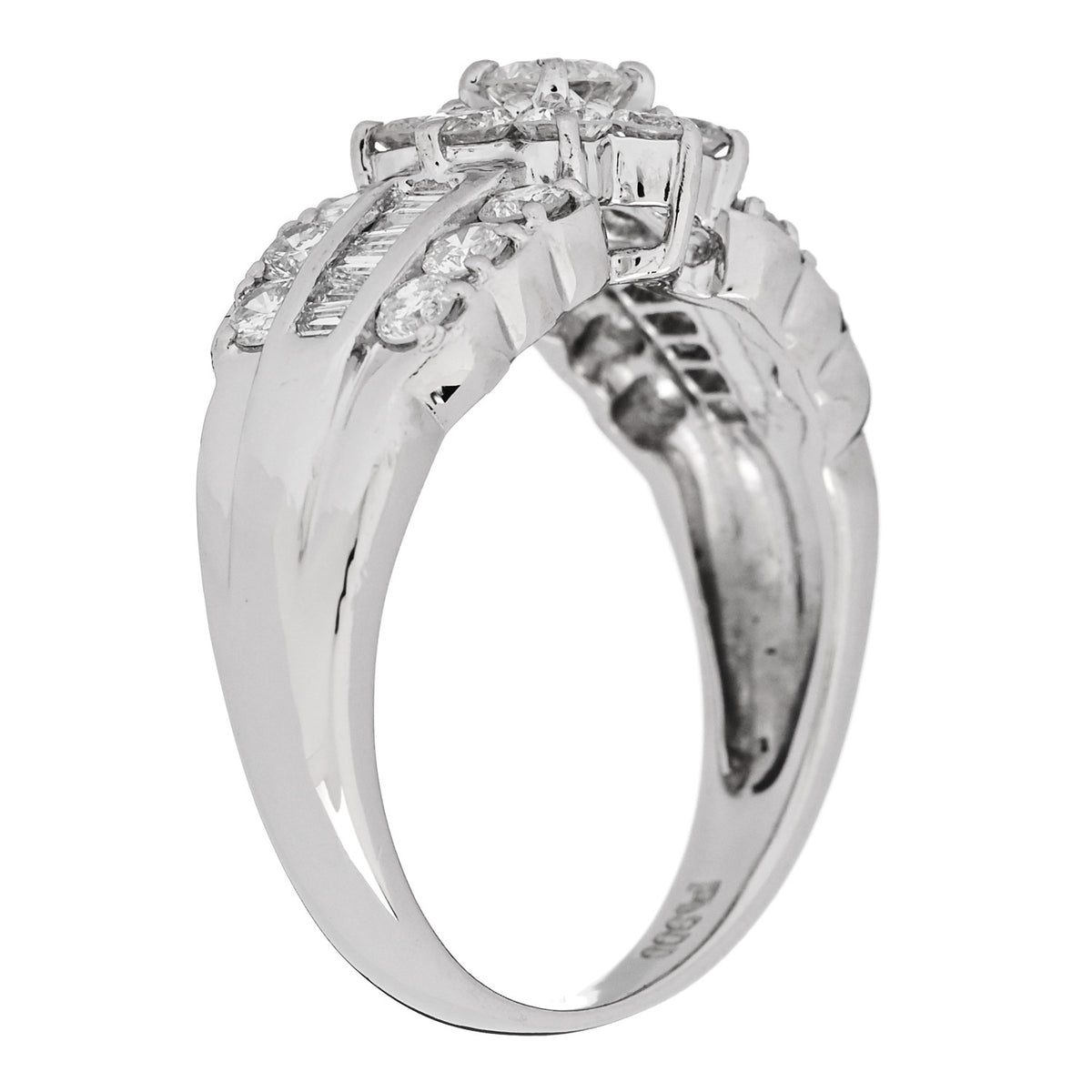 Platinum Diamond 1.02ctw Flower Ring 50 5.25