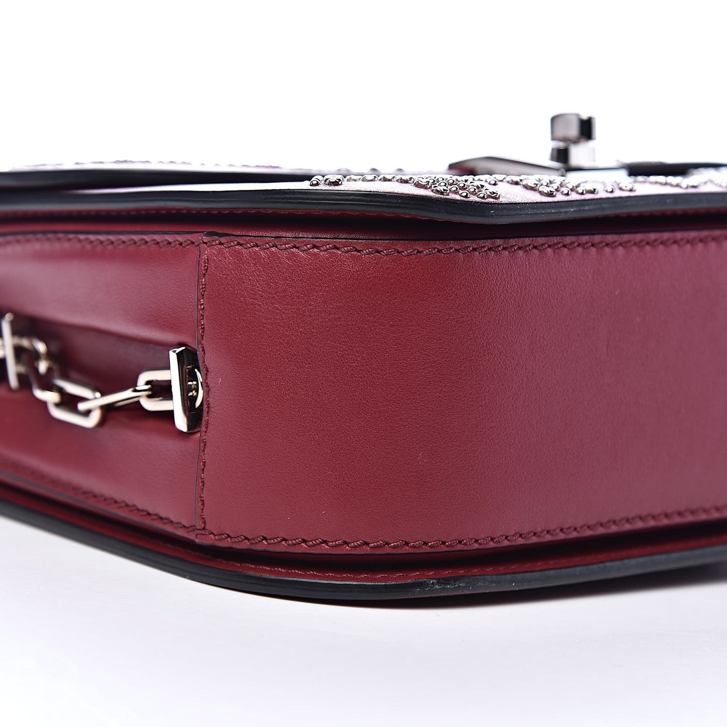 Vitello Loveblade Embellished Chain Flap Bag Rubino