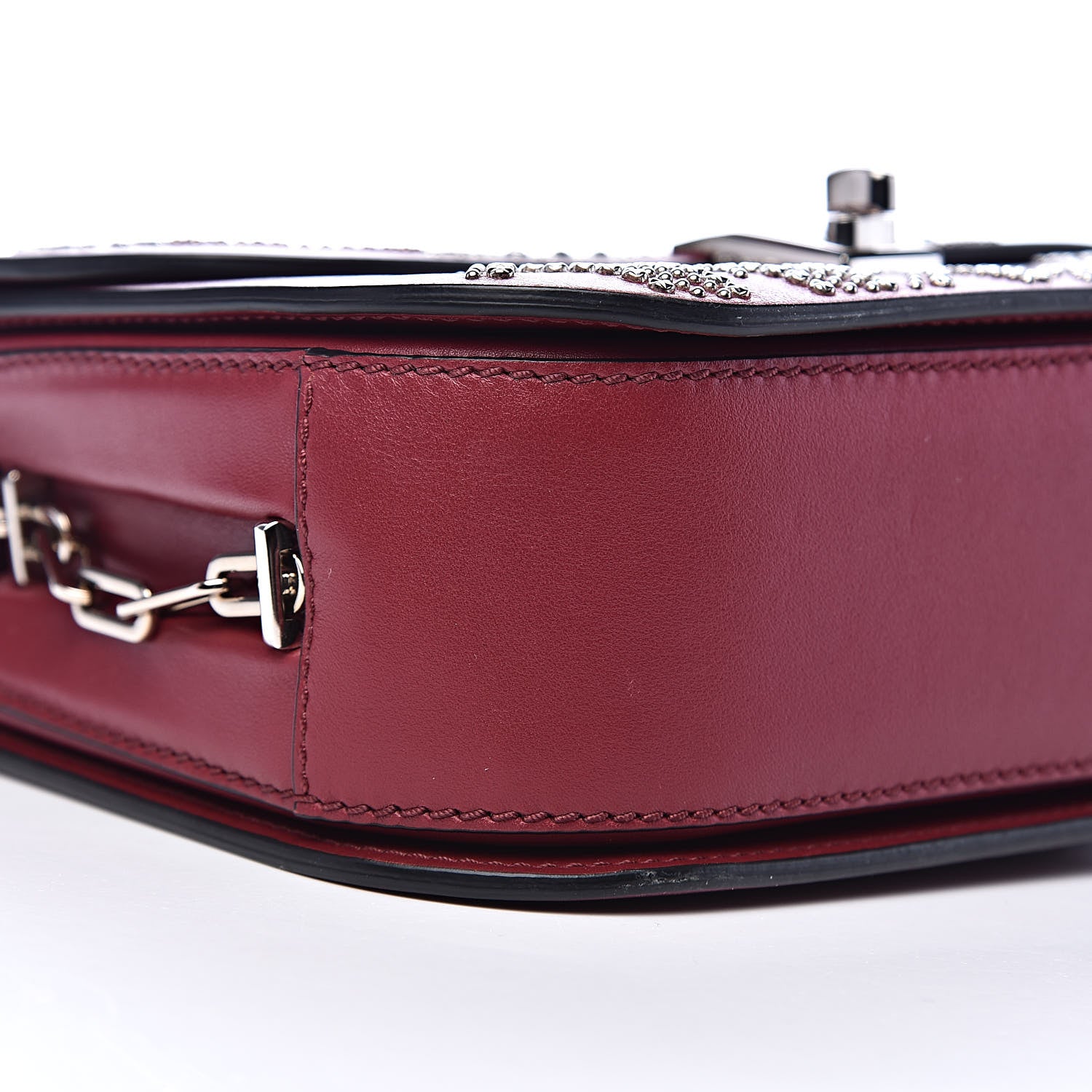 Valentino Garavani Vitello Loveblade Embellished Chain Flap Bag Rubino 8 of 10