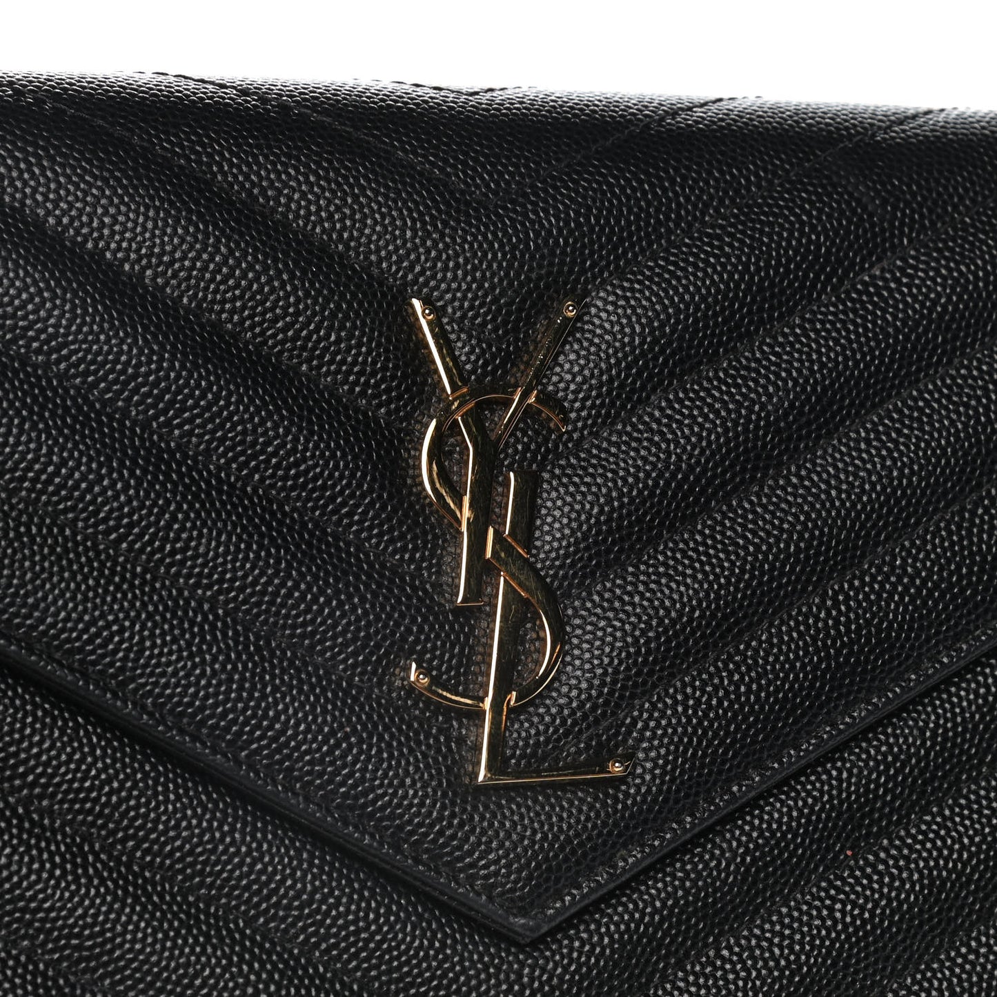 Grain De Poudre Matelasse Chevron Monogram Chain Wallet Black