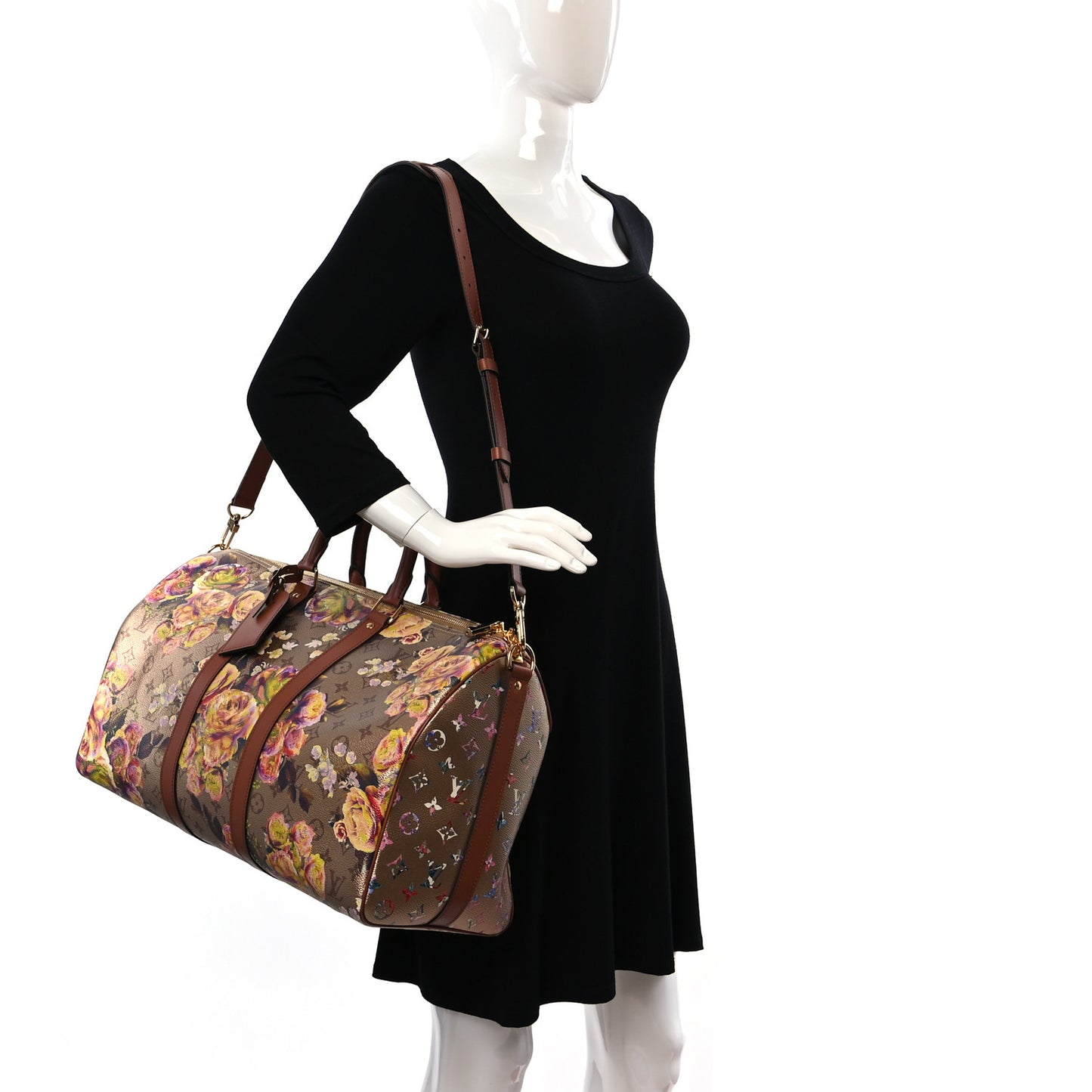 Metallic Monogram LV Garden Keepall Bandouliere 45 Gold