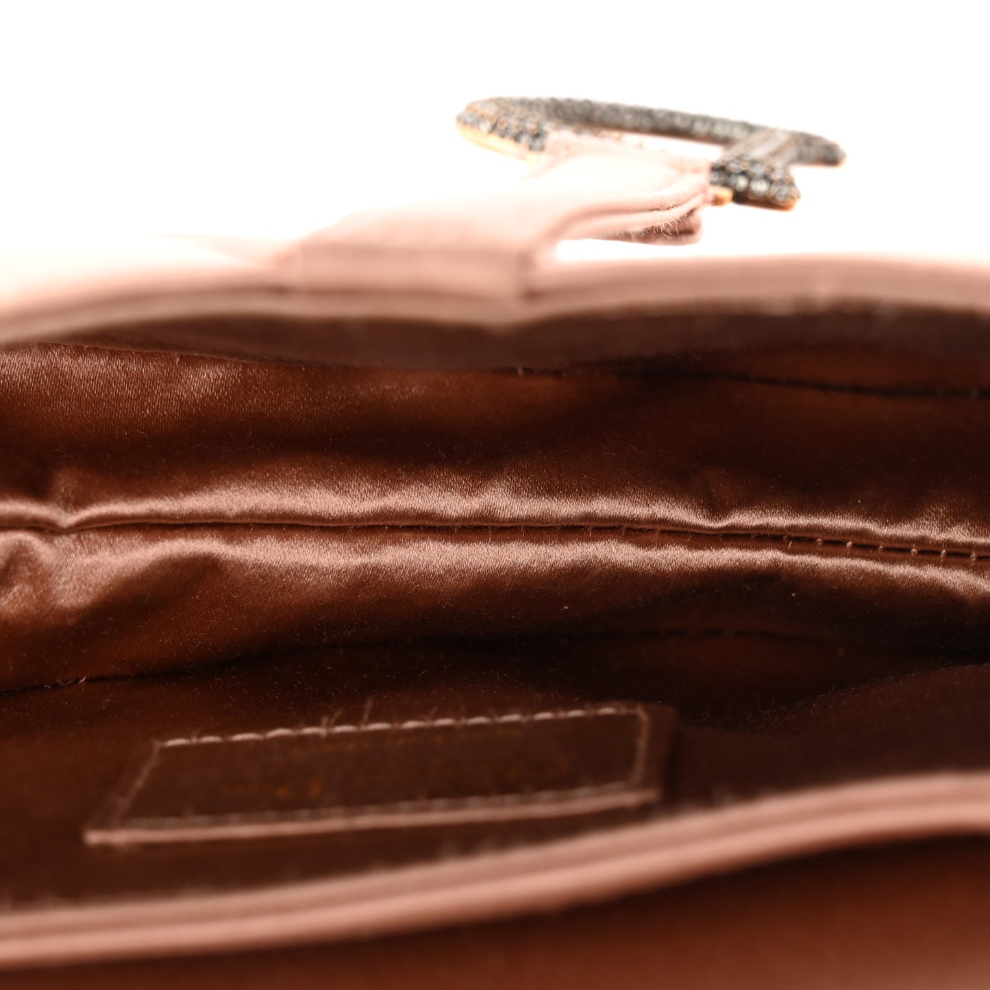Satin Crystal Mini Saddle Bag Powder Beige