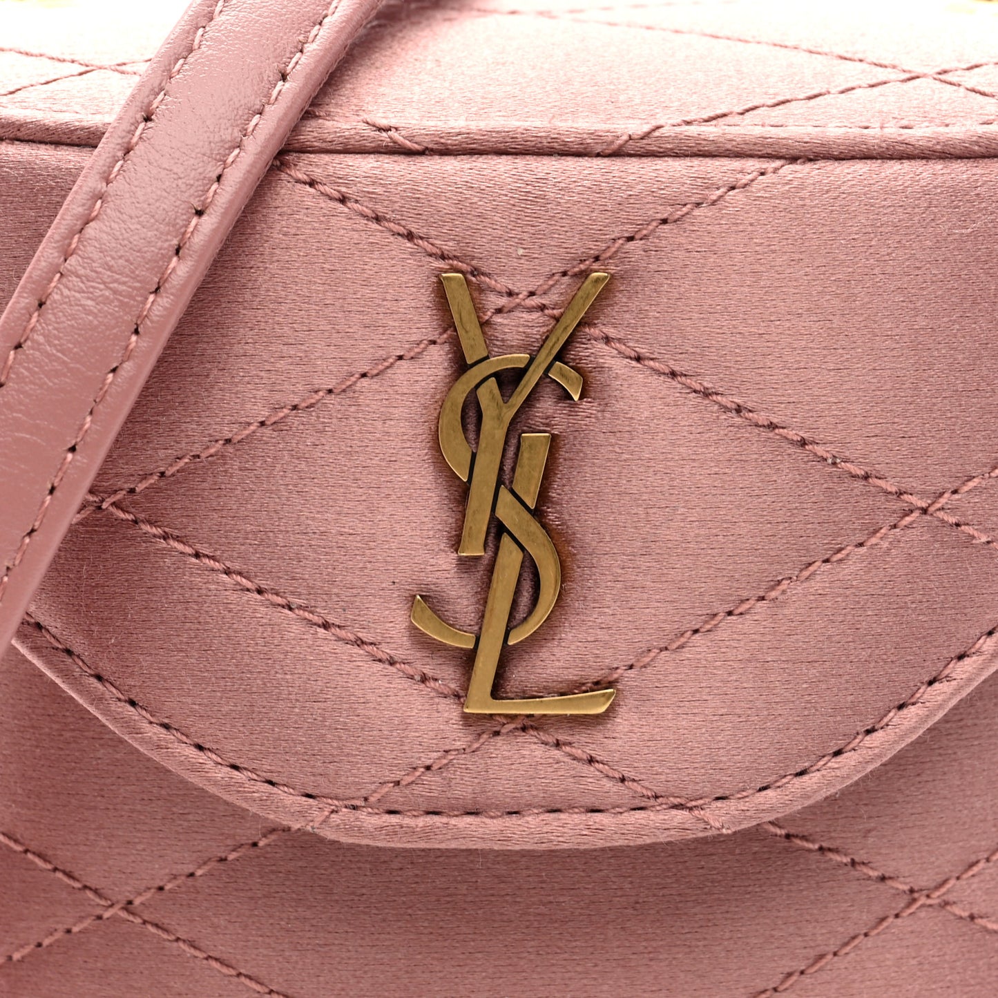 Satin Matelasse Monogram Micro June Box Bag Dragee