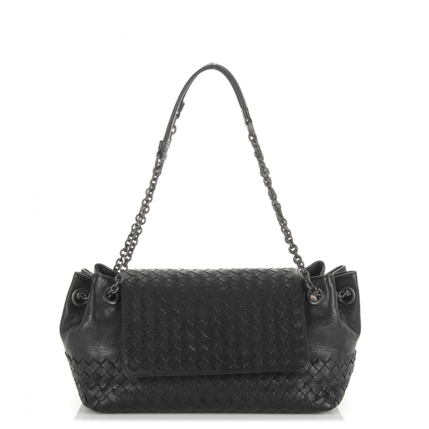 Bottega Veneta Madras Goatskin Intrecciato Small Shoulder Nero Black 1 of 6