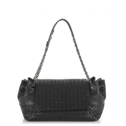 Bottega Veneta Madras Goatskin Intrecciato Small Shoulder Nero Black 1 of 6