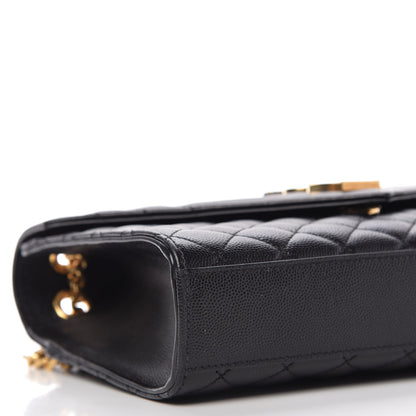 Saint Laurent Grain De Poudre Textured Mixed Matelasse Triquilt Medium Monogram Satchel Black 8 of 11