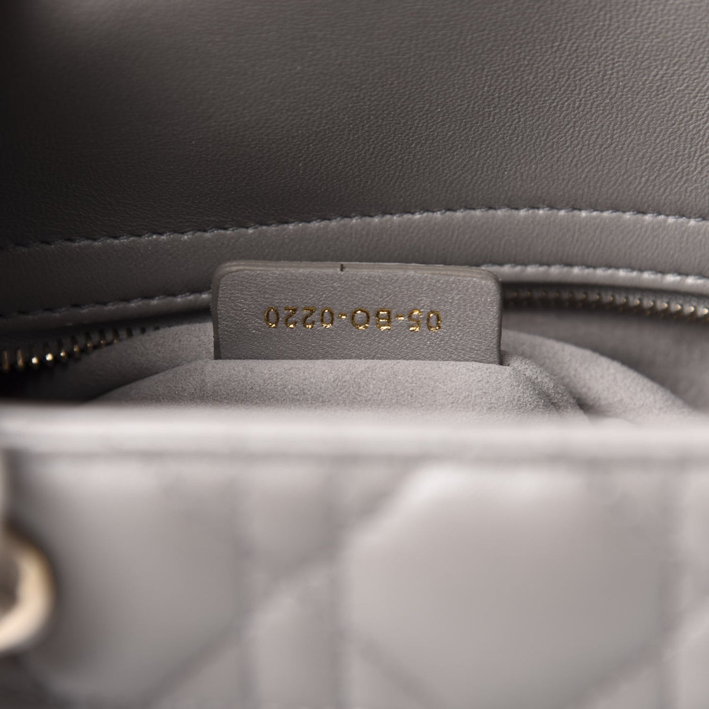 Pearly Lambskin Cannage Medium Lady Dior Grey