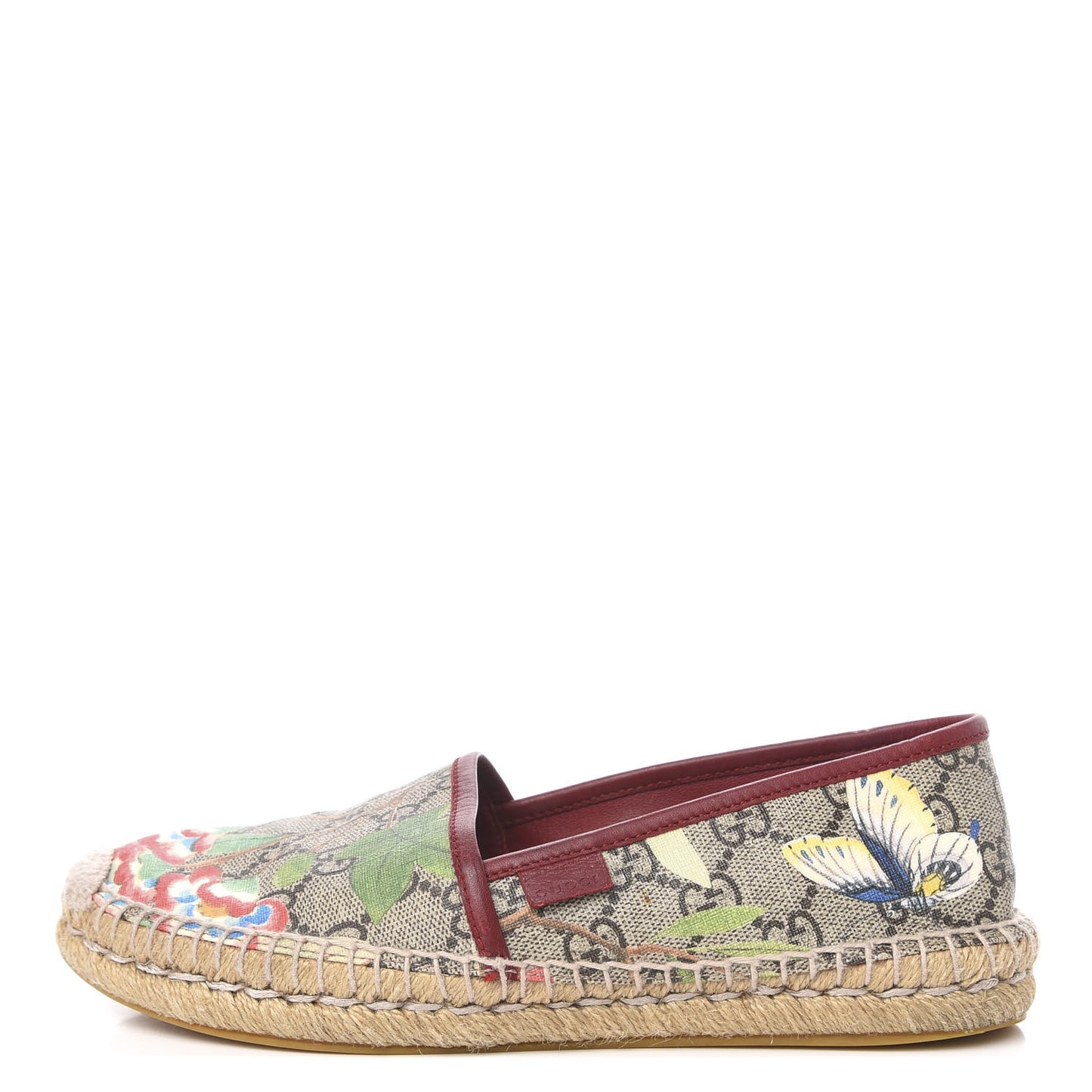 GG Supreme Monogram Tian Womens Espadrilles 36 Beige Multicolor Red