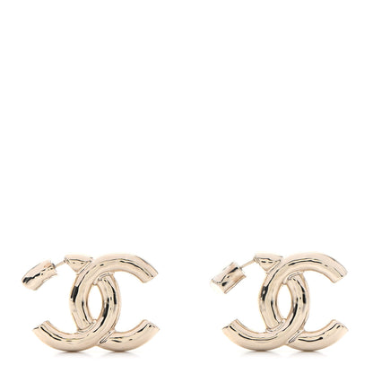 Chanel Metal Large CC Earrings Light Gold 1 of 5