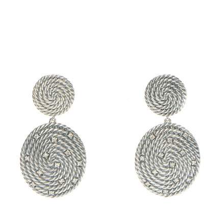 David Yurman Sterling Silver Diamond 44mm Cable Coil Double Drop Earrings 1 of 5