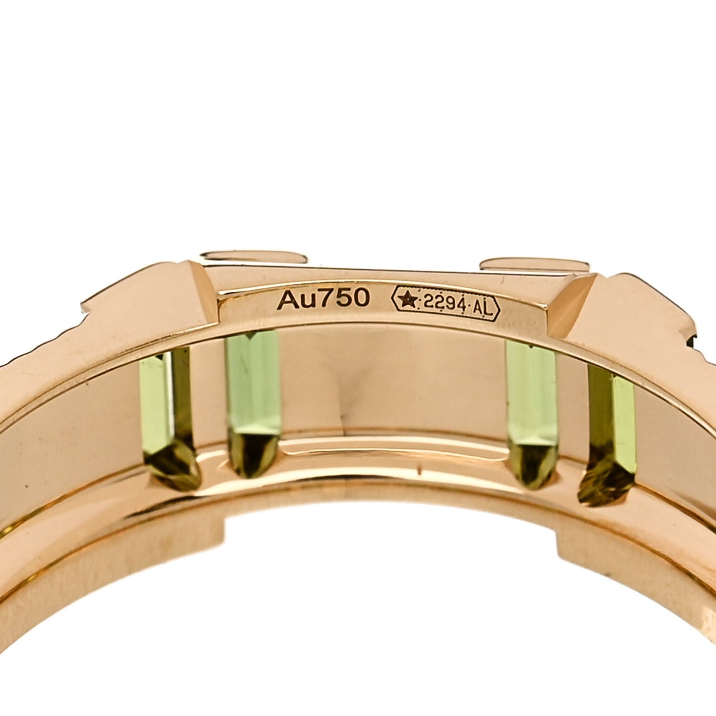 18K Yellow Gold Green Tourmaline 7mm Link to Love Ring 50 5.5
