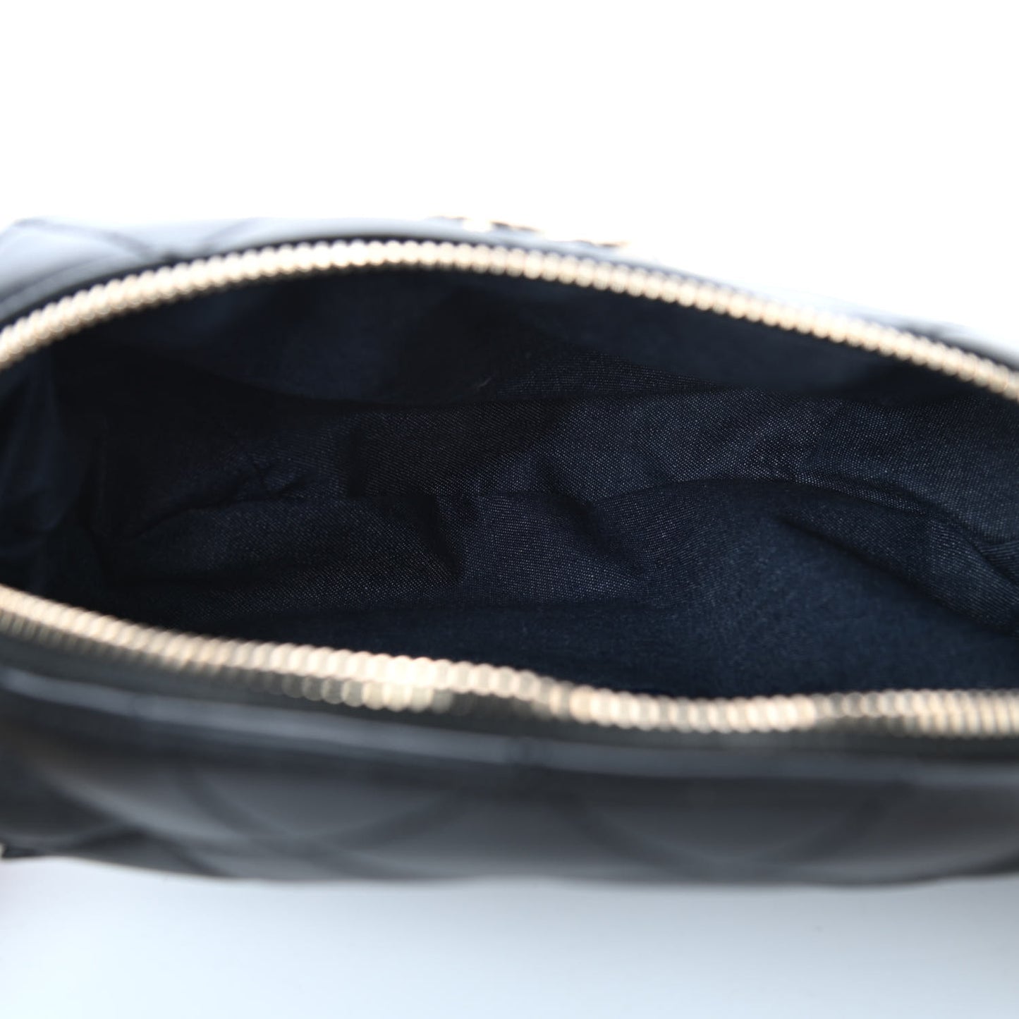 Lambskin Quilted Resin Bi-Color Waist Bag Fanny Pack Black