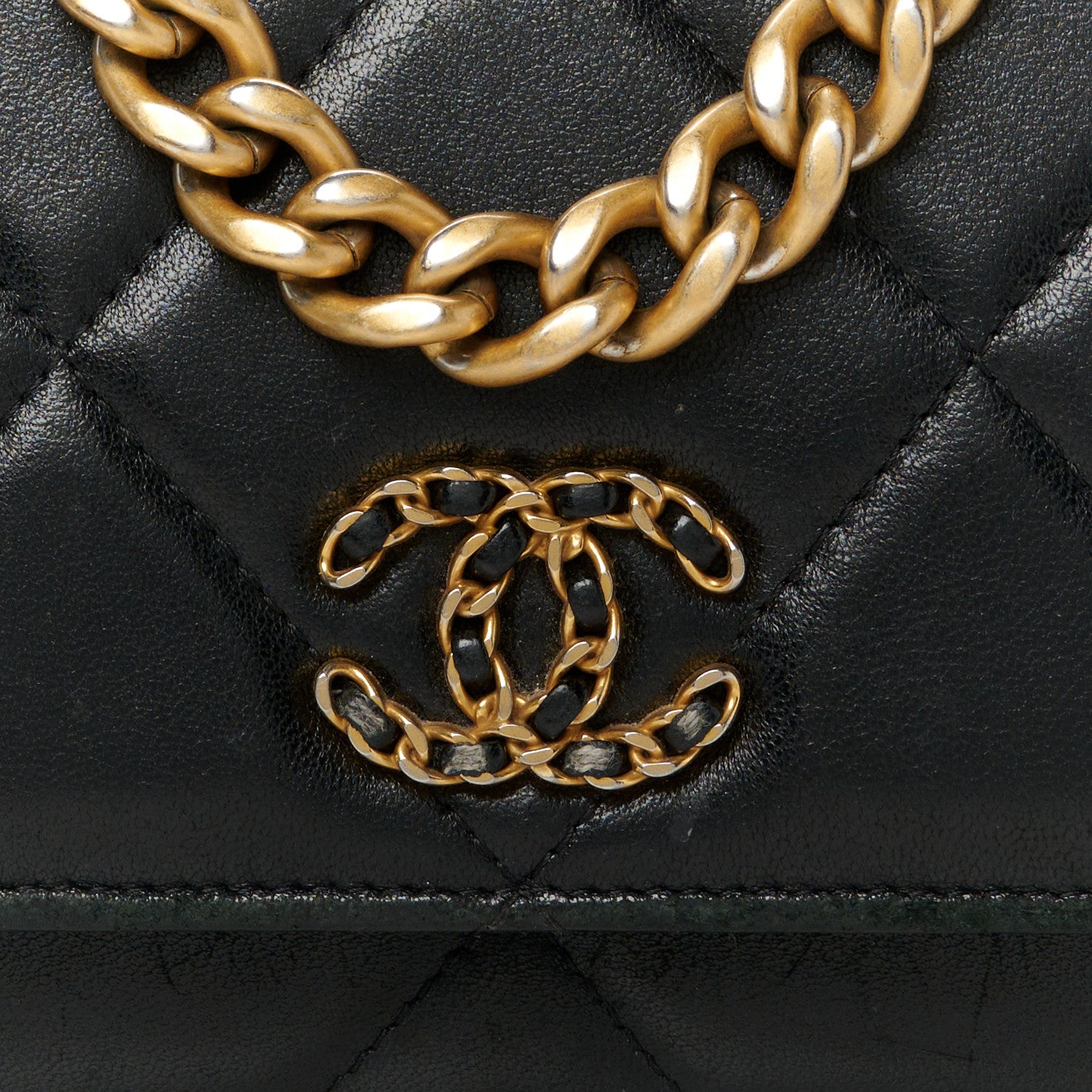Chanel Lambskin Quilted Chanel 19 Wallet On Chain WOC Black 9 of 13