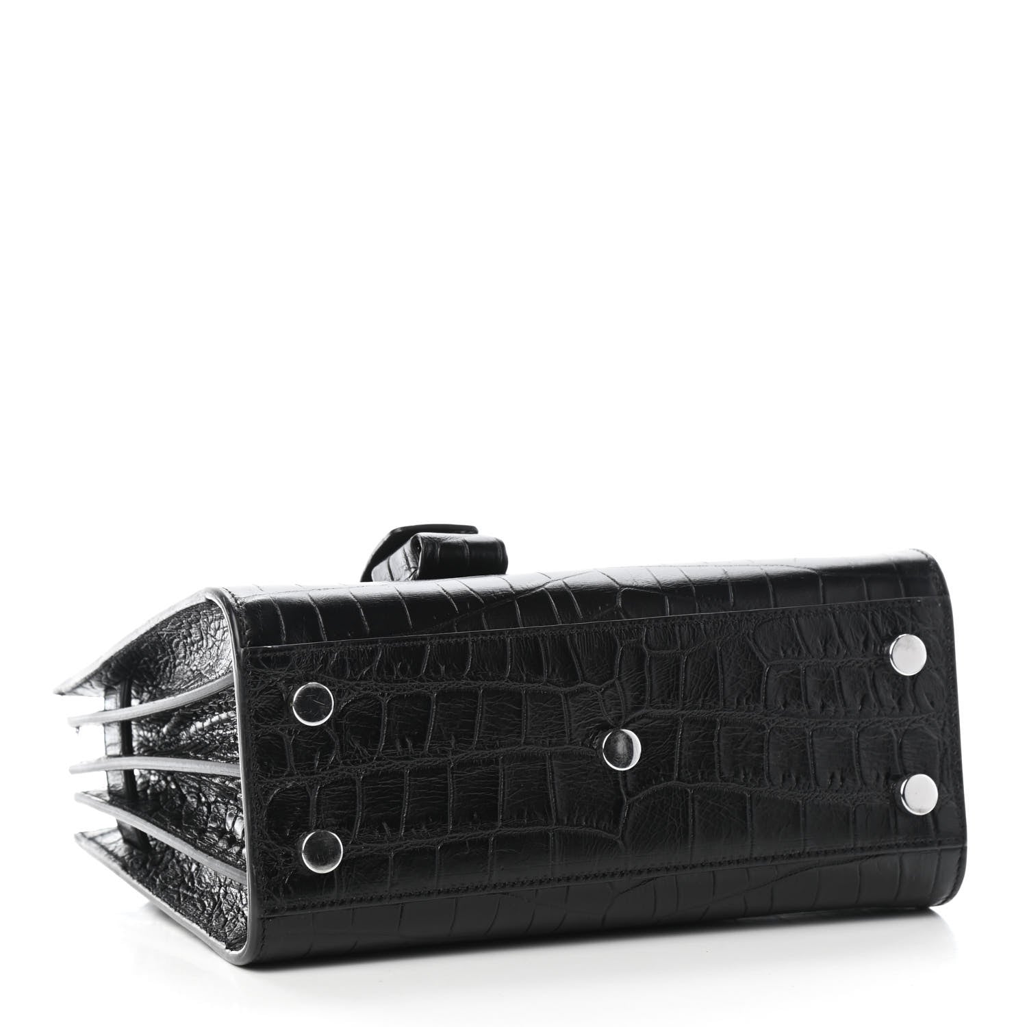 Saint Laurent Calfskin Crocodile Embossed Nano Sac De Jour Black 3 of 5
