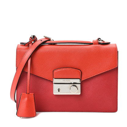 Prada Saffiano Lux Sound Shoulder Bag Fuoco Lacca 1 of 9