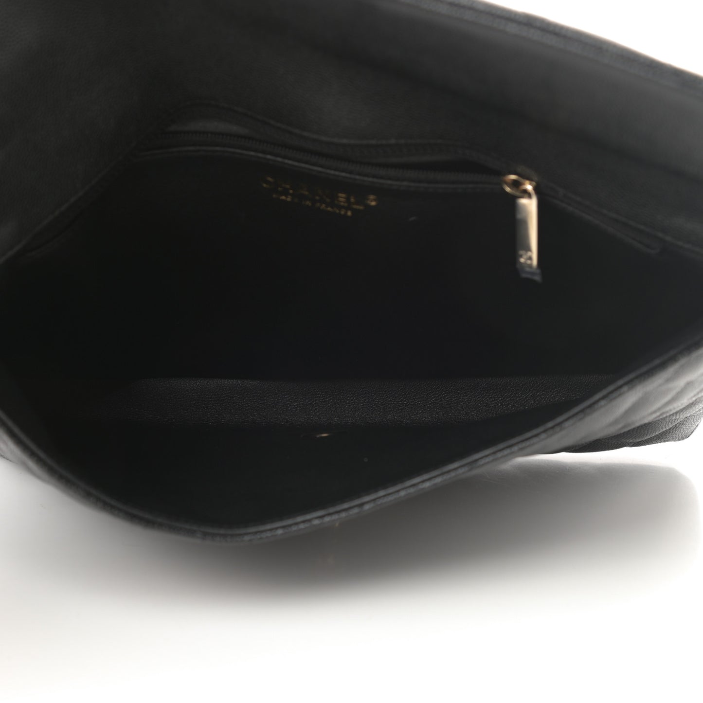 Caviar Quilted Flap Clutch Black