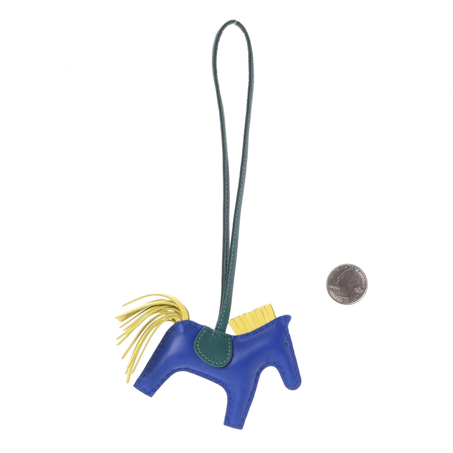 Hermes Milo Lambskin Grigri Rodeo Horse Bag Charm PM Bleu Electrique Lime Malachite 2 of 4