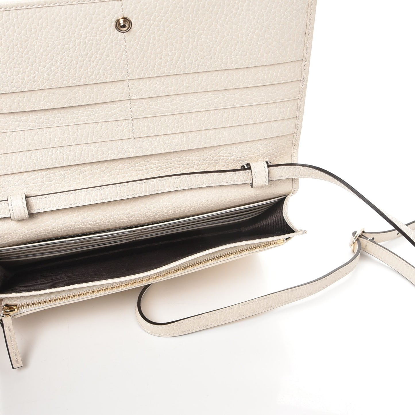 Dollar Calfskin Mini Swing Wallet Bag Mystic White
