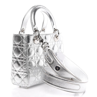 Christian Dior Metallic Grained Calfskin Cannage My ABCDior Lady Dior Silver 2 of 9