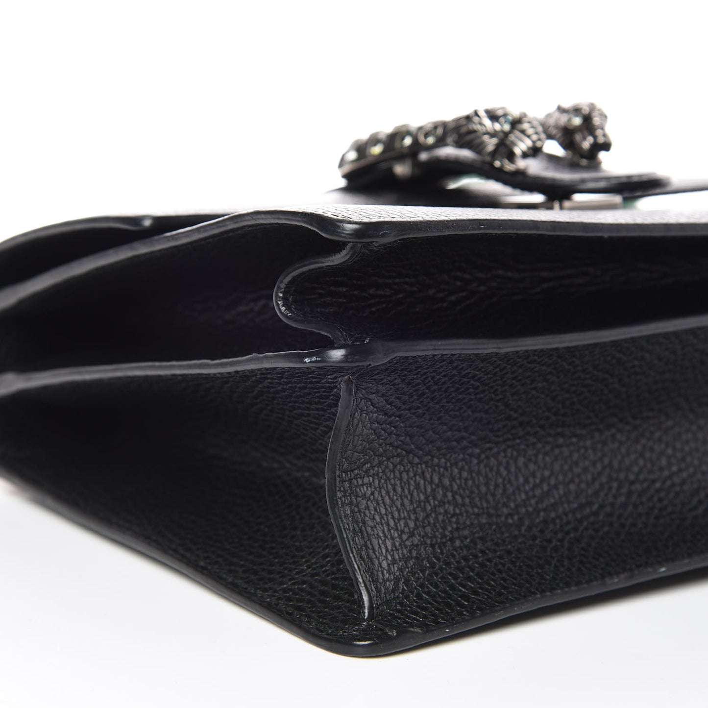 Dollar Calfskin Crystal Web Medium Dionysus Bamboo Top Handle Bag Black Black Diamond