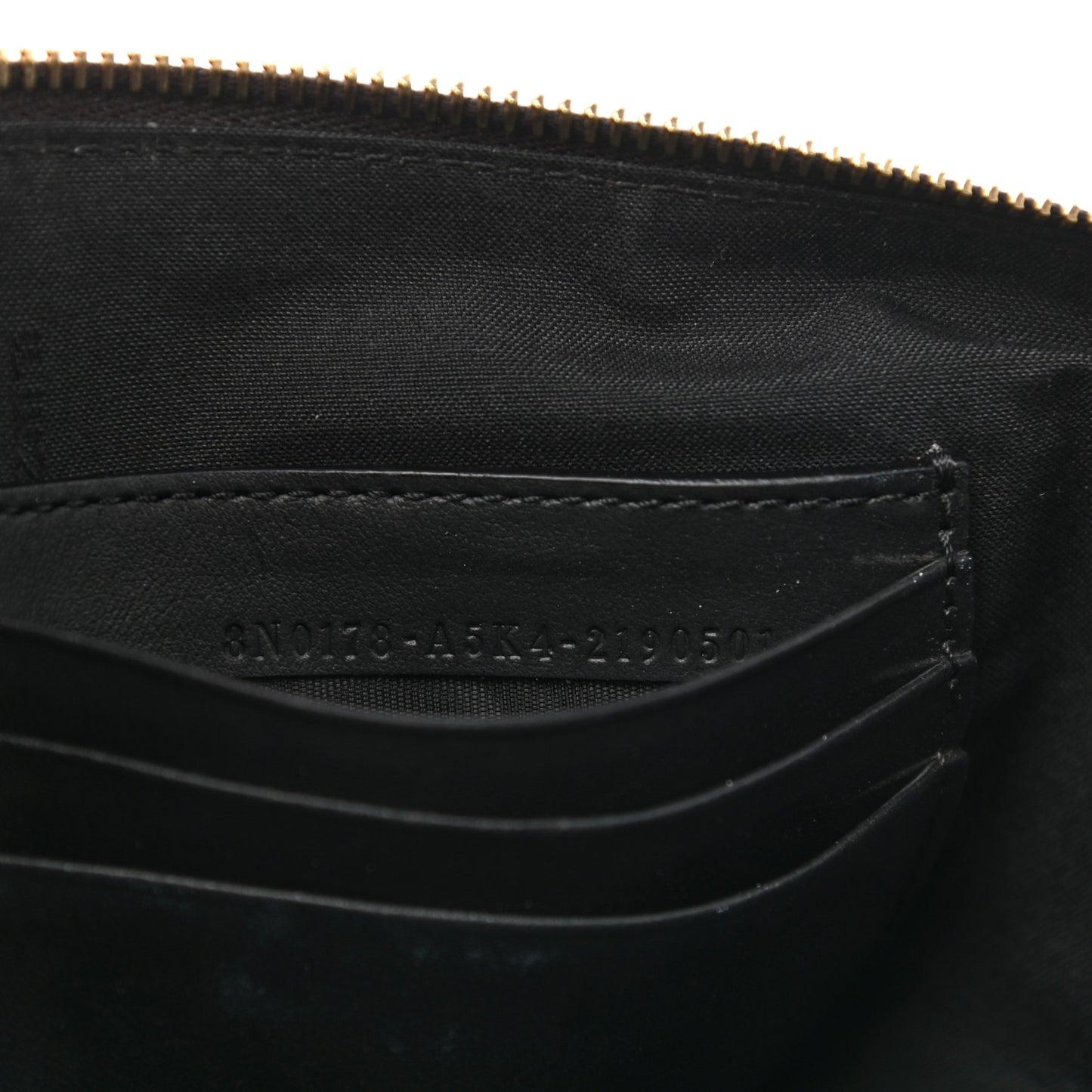 Glazed Fabric Vitello Century FF 1974 Stamp Patch Large Flat Pouch Mogano Panna Black