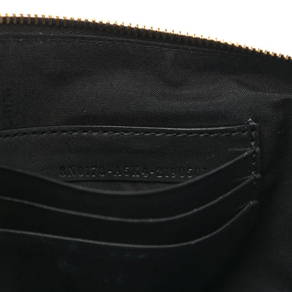 Fendi Glazed Fabric Vitello Century FF 1974 Stamp Patch Large Flat Pouch Mogano Panna Black 7 of 9