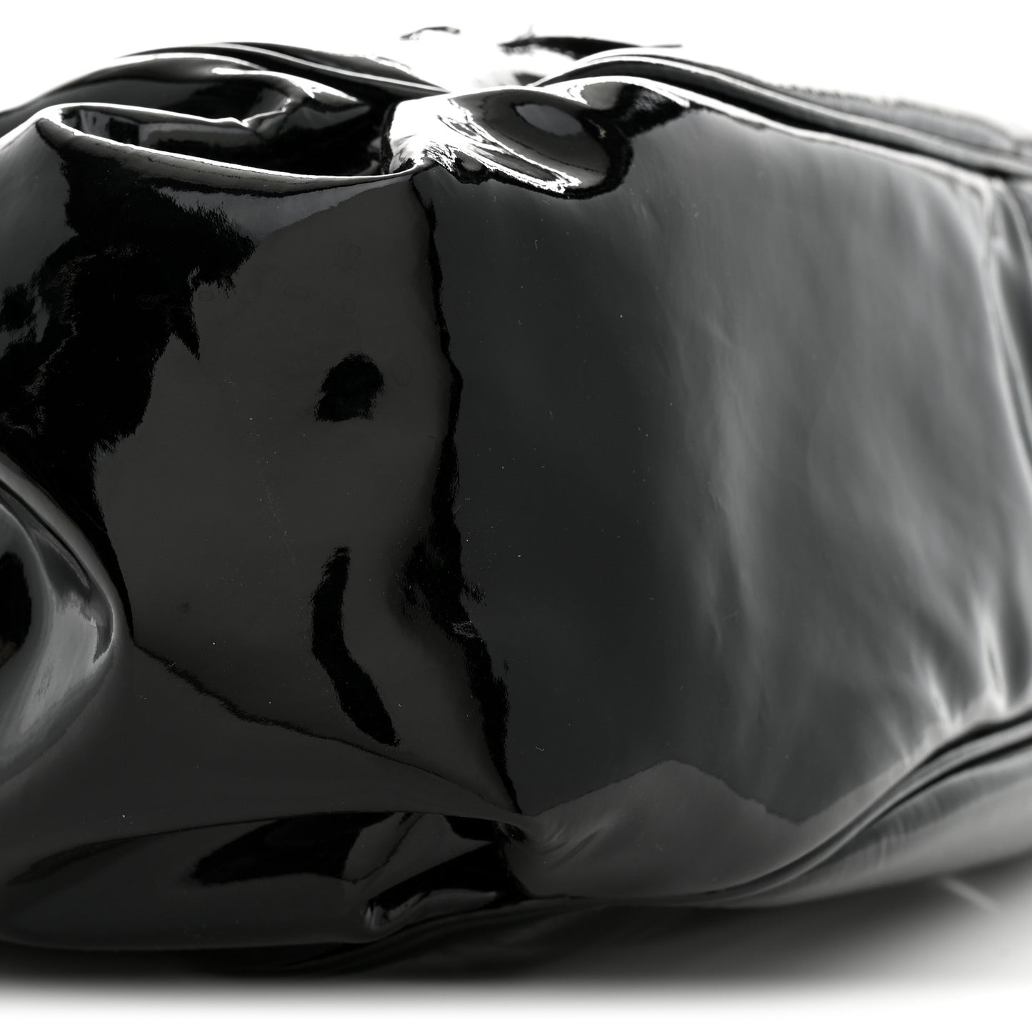 Patent Camellia Shoulder Bag Black