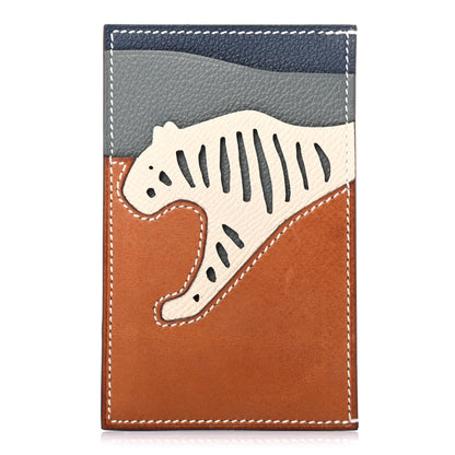 Hermes Epsom Barenia Evercolor Rooroo 3CC Card Holder Fauve Craie Bleu De Malte 1 of 6