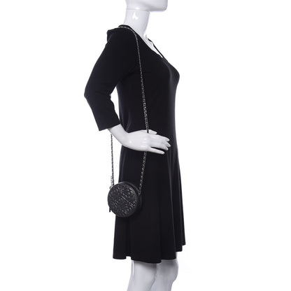 Chanel Goatskin Camellia Quilted Round Clutch With Chain Grey 2 of 10