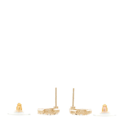 Chanel Crystal Textured CC Earrings Gold 3 of 5