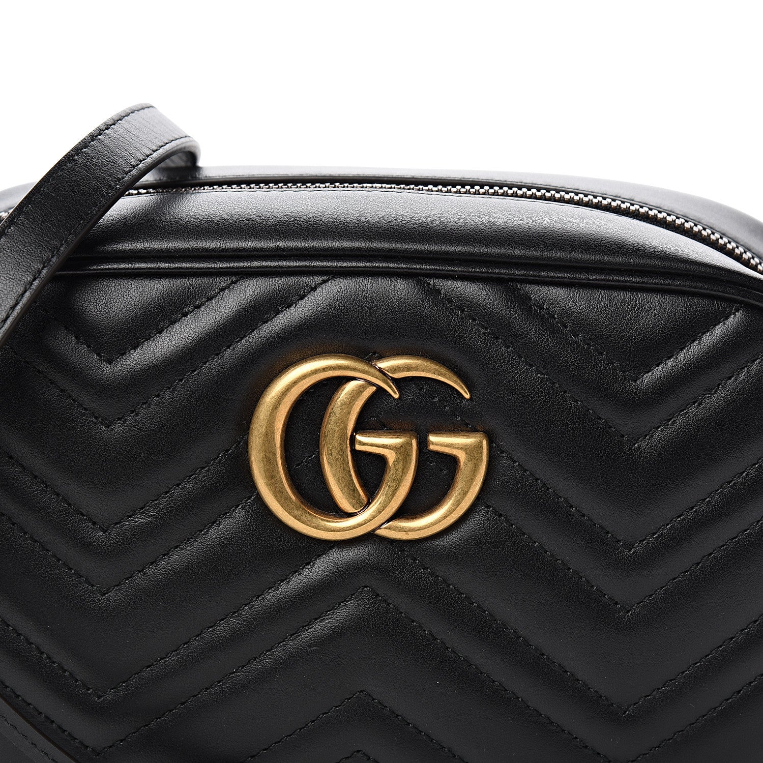 Gucci Calfskin Matelasse Small GG Marmont Chain Shoulder Bag Black 9 of 9