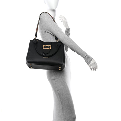 Burberry Soft Grain Calfskin Medium Buckle Tote Black 2 of 12
