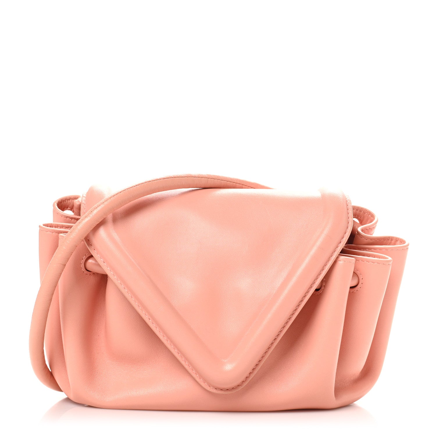 Bottega Veneta Lambskin Small Beak Triangle Flap Shoulder Bag Peachy Silver 1 of 9