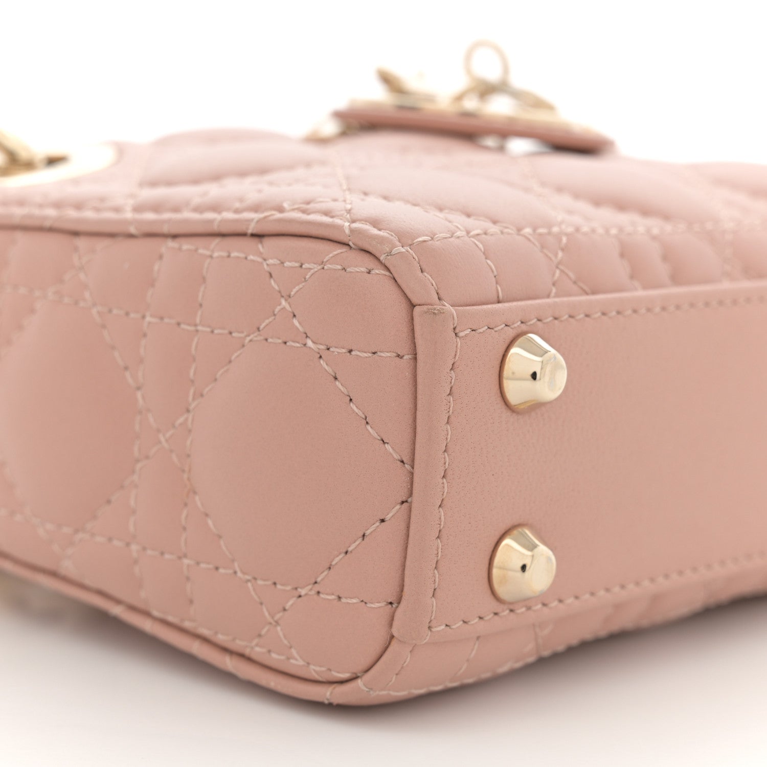 Christian Dior Lambskin Cannage Micro Lady Dior Rose Des Vents 9 of 11