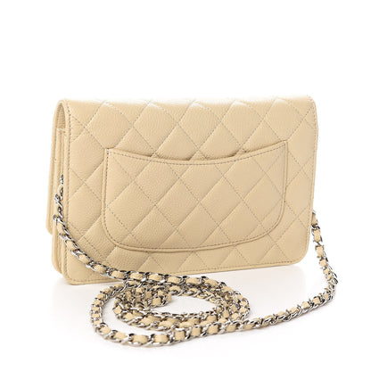 Chanel Caviar Quilted Wallet On Chain WOC Light Beige 3 of 11