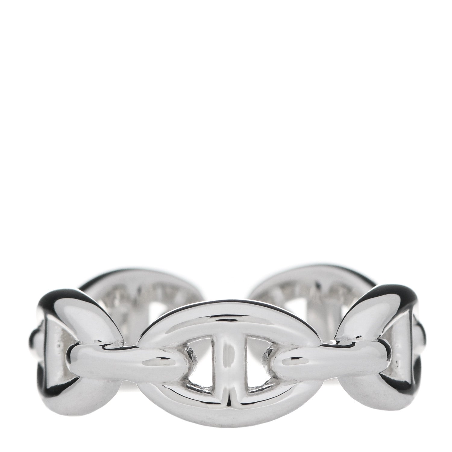Hermes Sterling Silver PM Chaine d'Ancre Enchainee Band Ring 54 6.75 1 of 7