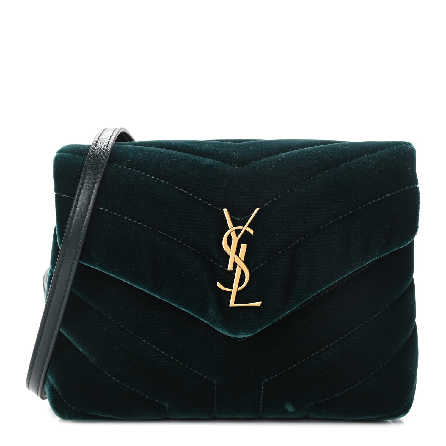 Saint Laurent Velvet Y Quilted Monogram Toy Loulou Crossbody Bag Dark Ottanio 1 of 15