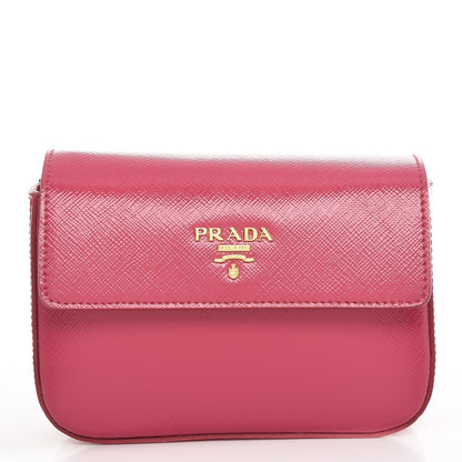 Prada Saffiano Vernice Box Clutch Peonia 1 of 8