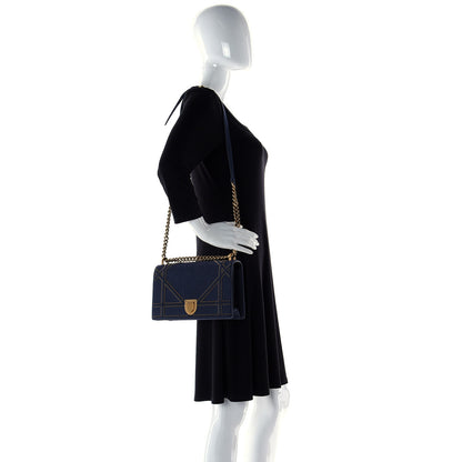 Christian Dior Denim Studded Medium Diorama Flap Bag Blue 4 of 6