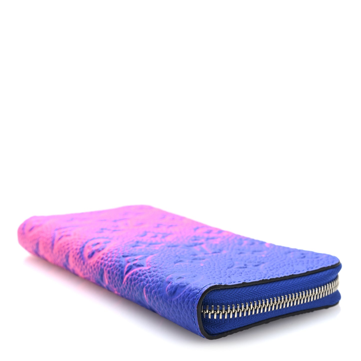 Taurillon Illusion Zippy Vertical Wallet Bleu Rose