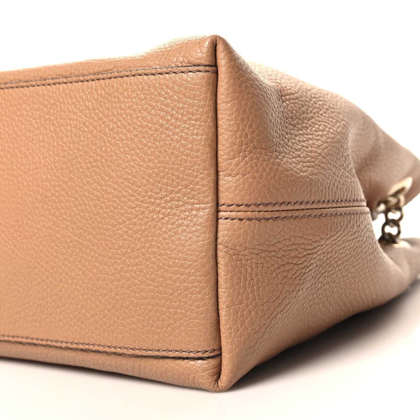 Pebbled Calfskin Medium Soho Chain Shoulder Bag Camelia