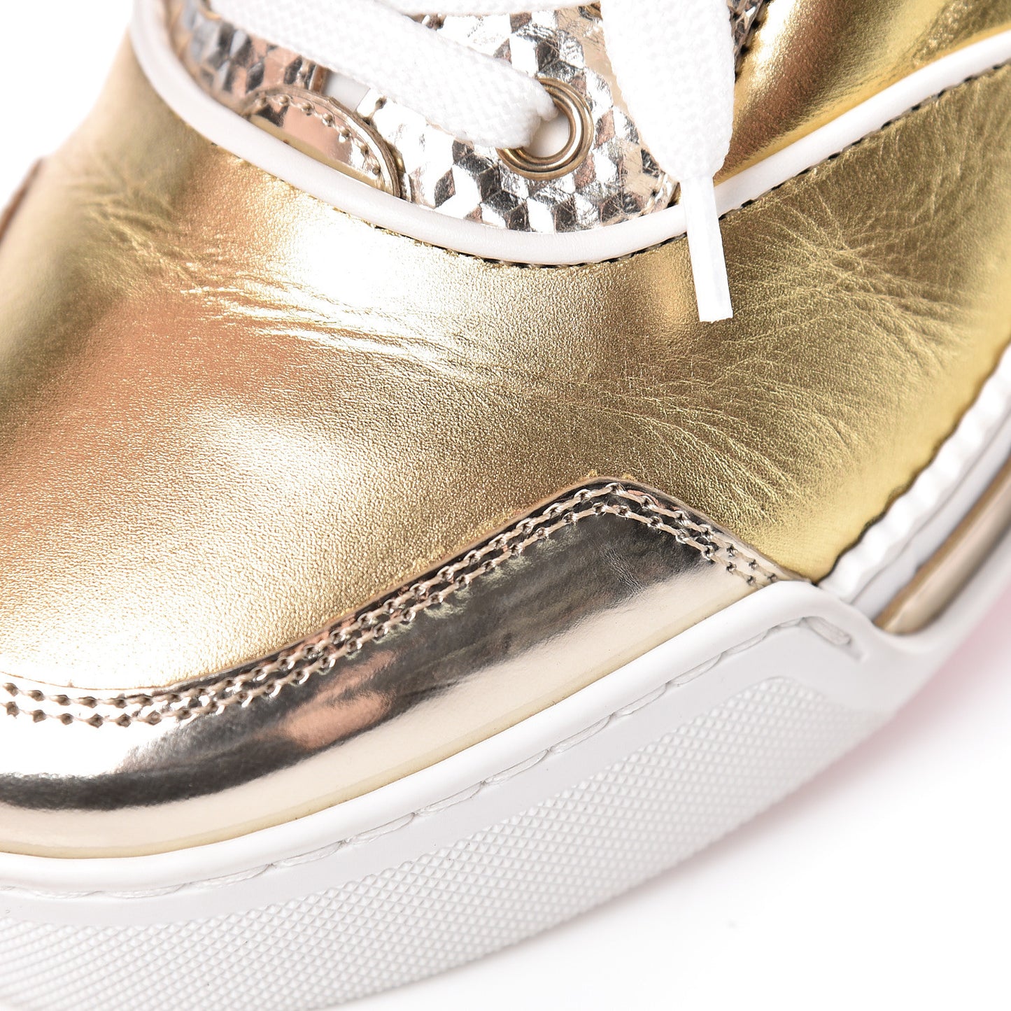 Metallic Calfskin Womens Aurelien Flat Sneakers 38 Gold White
