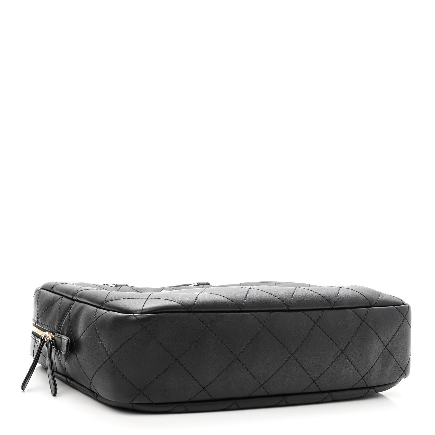 Chanel Calfskin Diamond Stitched Top Handle Bowling Bag Black 4 of 10
