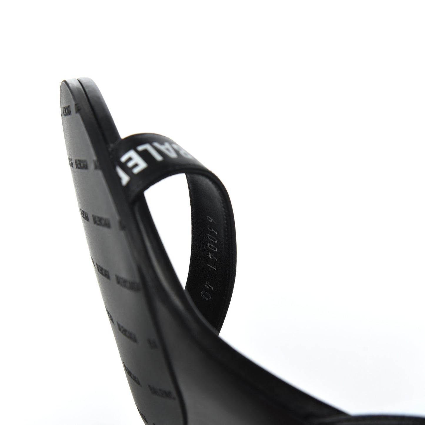 Calfskin Allover Logo Ankle Strap Round Heel 80mm Sandals 40 Black White