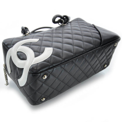 Chanel Calfskin Quilted Large Cambon Bowler Black White 4 of 8