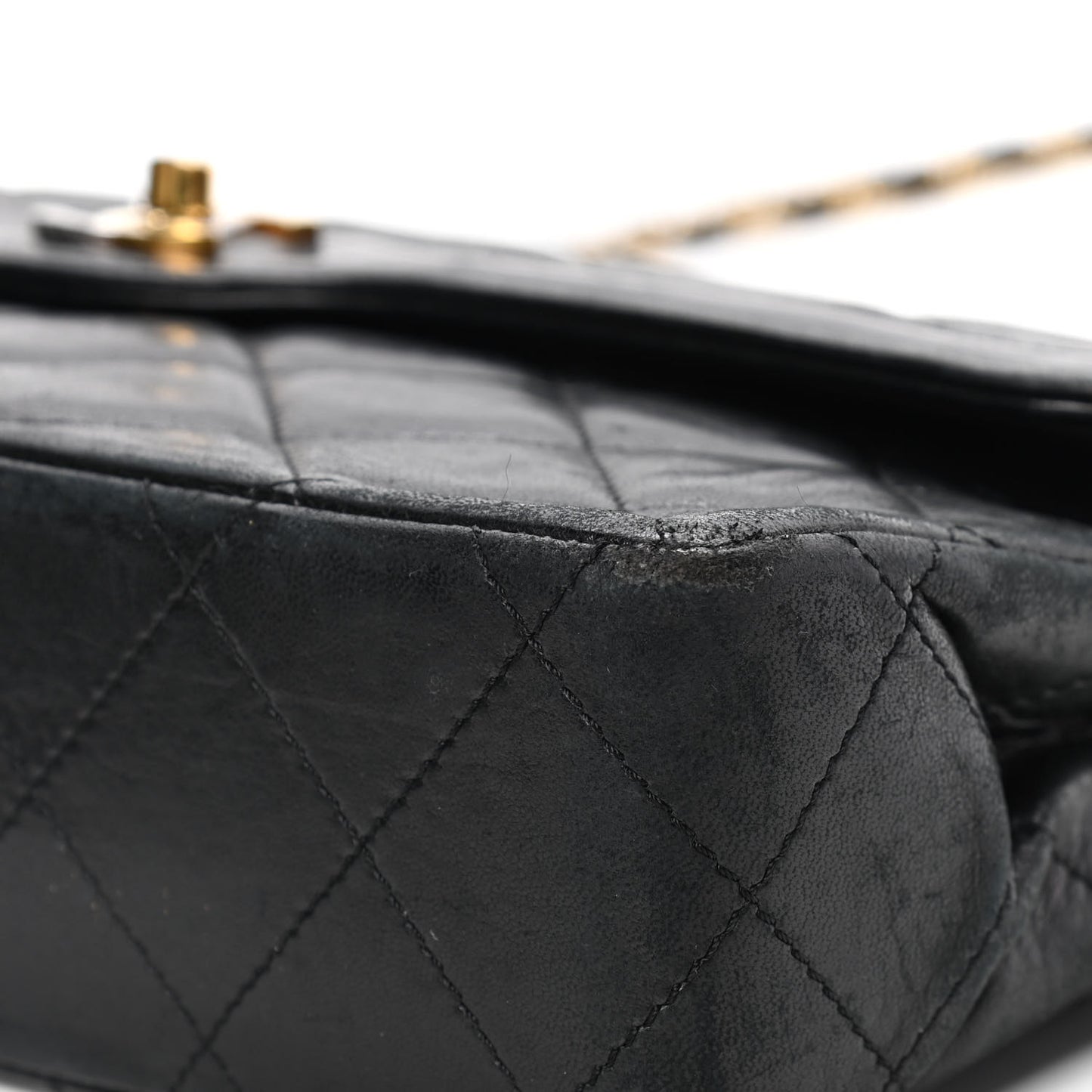 Lambskin Quilted Medium Double Flap Black