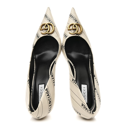 Gucci X BALENCIAGA Nappa Charlotte Allover Logo GG Pumps 38.5 Mystic White Black 2 of 9