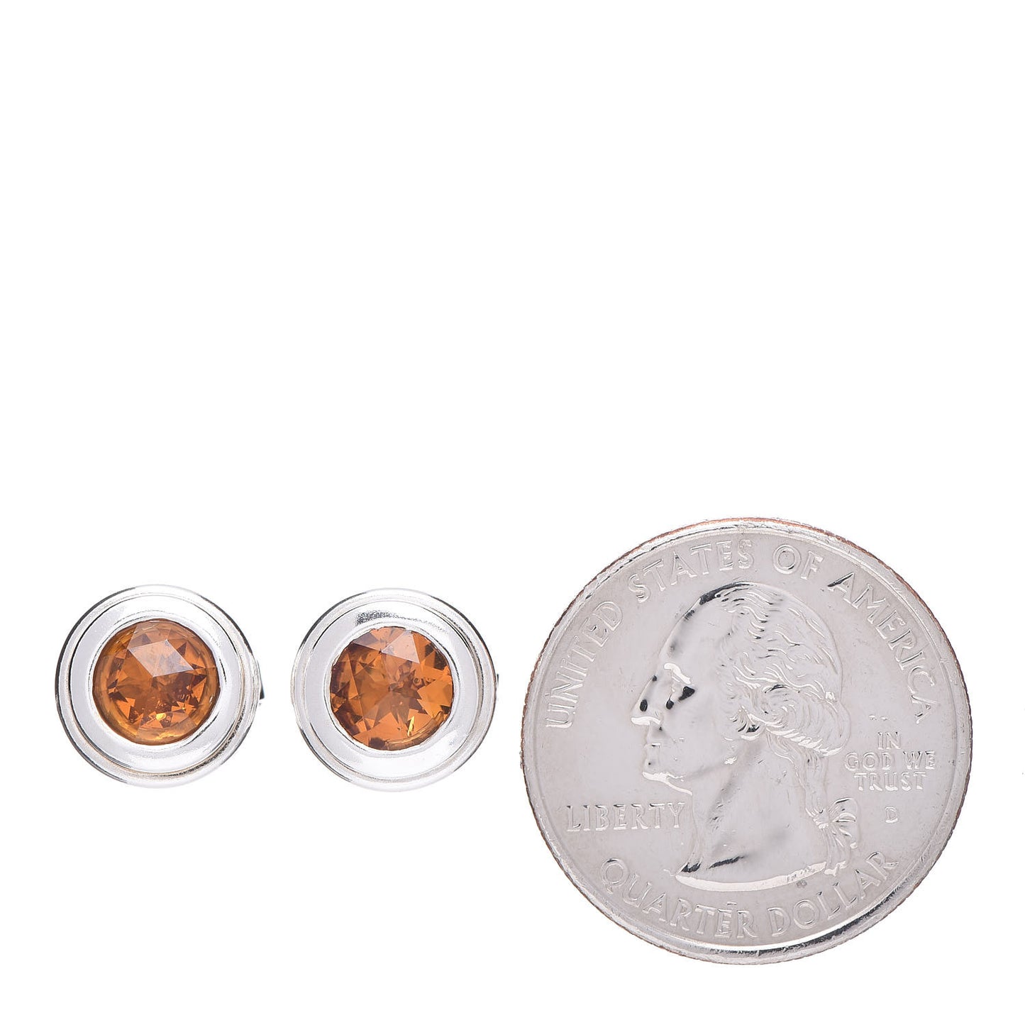 Sterling Silver Citrine Batu Bedeg Round Earrings