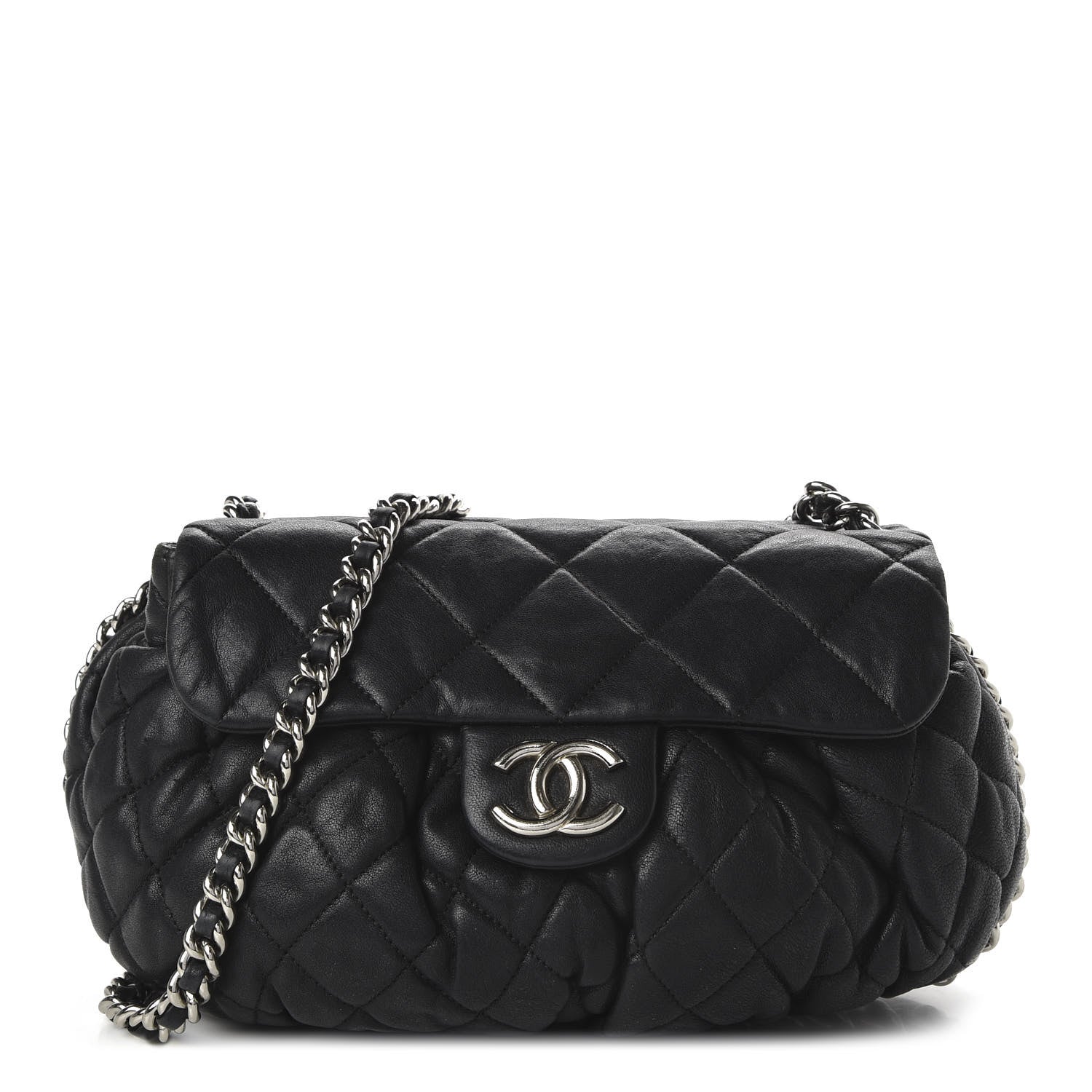 Chanel Washed Lambskin Quilted Medium Chain Around Messenger Black 1 of 10